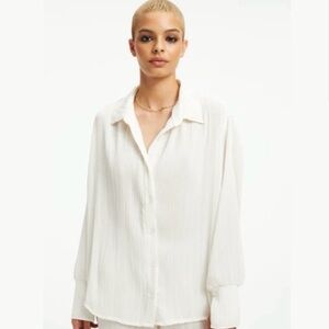 good american always fits plisse new nwt button down shirt